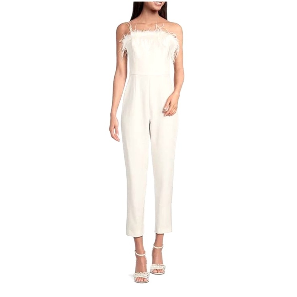* GIANNI BINI Kimberly Strapless Feather Straight Leg Jumpsuit - Picture 2 of 2